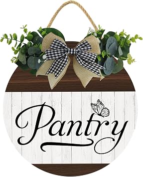 KPSheng Pantry Sign Pantry Wall Decor Farmhouse Pantry Sign Wooden Rustic Pantry Sign Retro Pantry Hanging Sign Wooden Art Printed Decor for Home Pantry Room Holiday Decoration 12in