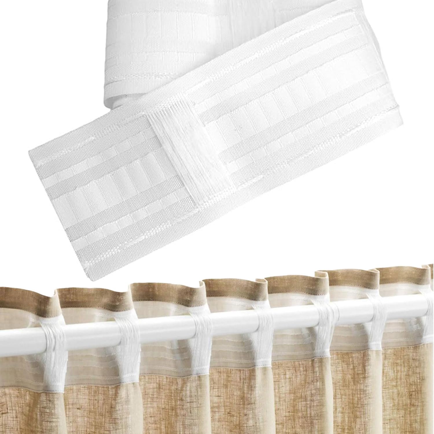 SIXHAOBU 3 Inch Header Tape, 10 Metres Curtain Tape, Detachable Multifunction, White Pencil Pleat Curtain Header Tape for Blackout Lining, Home Sewing, DIY Detachable Curtain and Rod Pocket