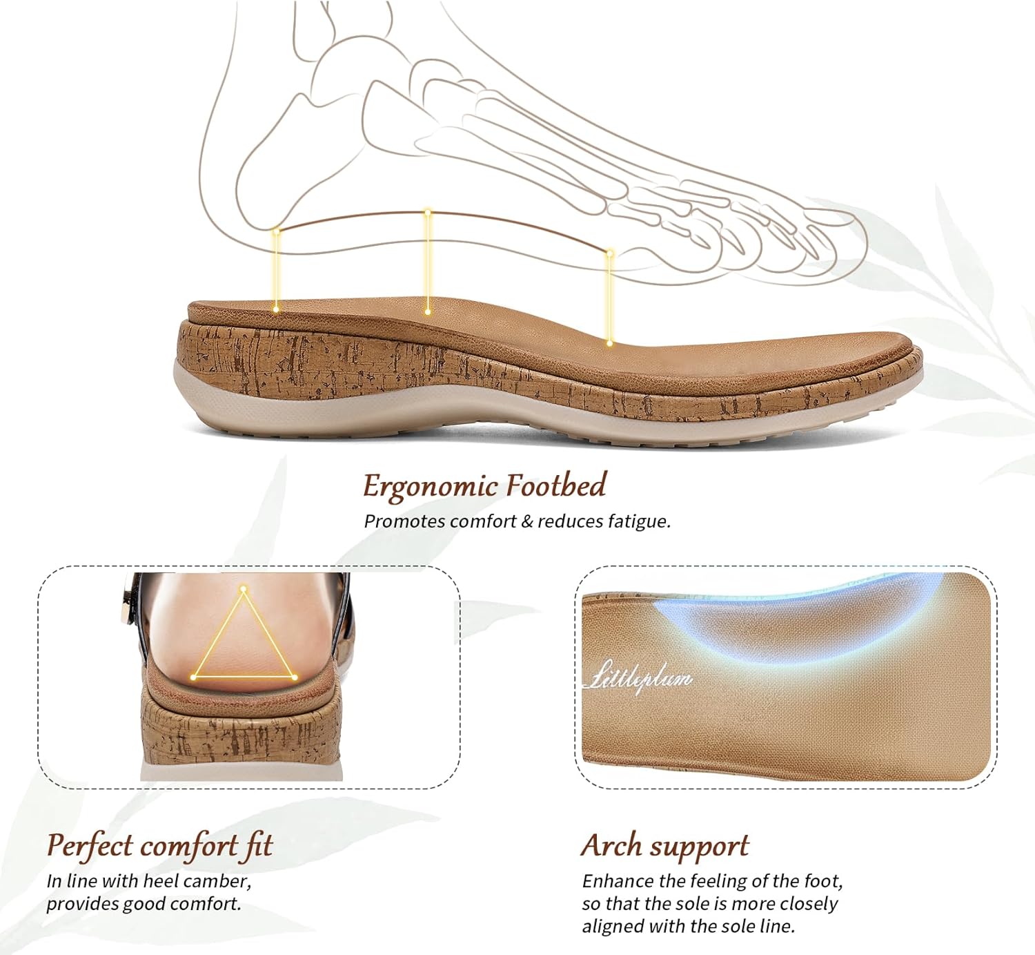 Littleplum Women Slides Sandals Arch Support Open Toe Slip on Sandals Soft Cushion Slippers Comfy Casual Summer Shoes for Walking,Beach,Travel - Image 4