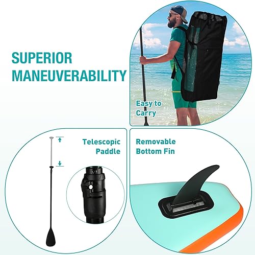 Miniatura 24 de Inflatable Paddle Boards with Non-Slip Deck, Ultra-Light Stand Up Paddle Board Surf Board with Accessories & Carry Bag, Wide Stable Design for
