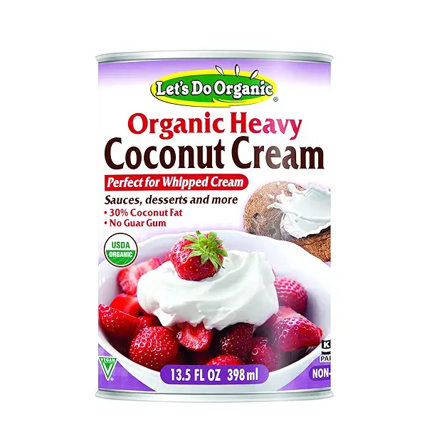 Lets Do Organic Heavy Coconut Cream - Vegan Coconut Whipped Cream for Sauces, Desserts, & More, Canned, Baking Substitute, Gluten Free, Non-GMO - 13.5 Fl Oz Can (Pack of 12) 1