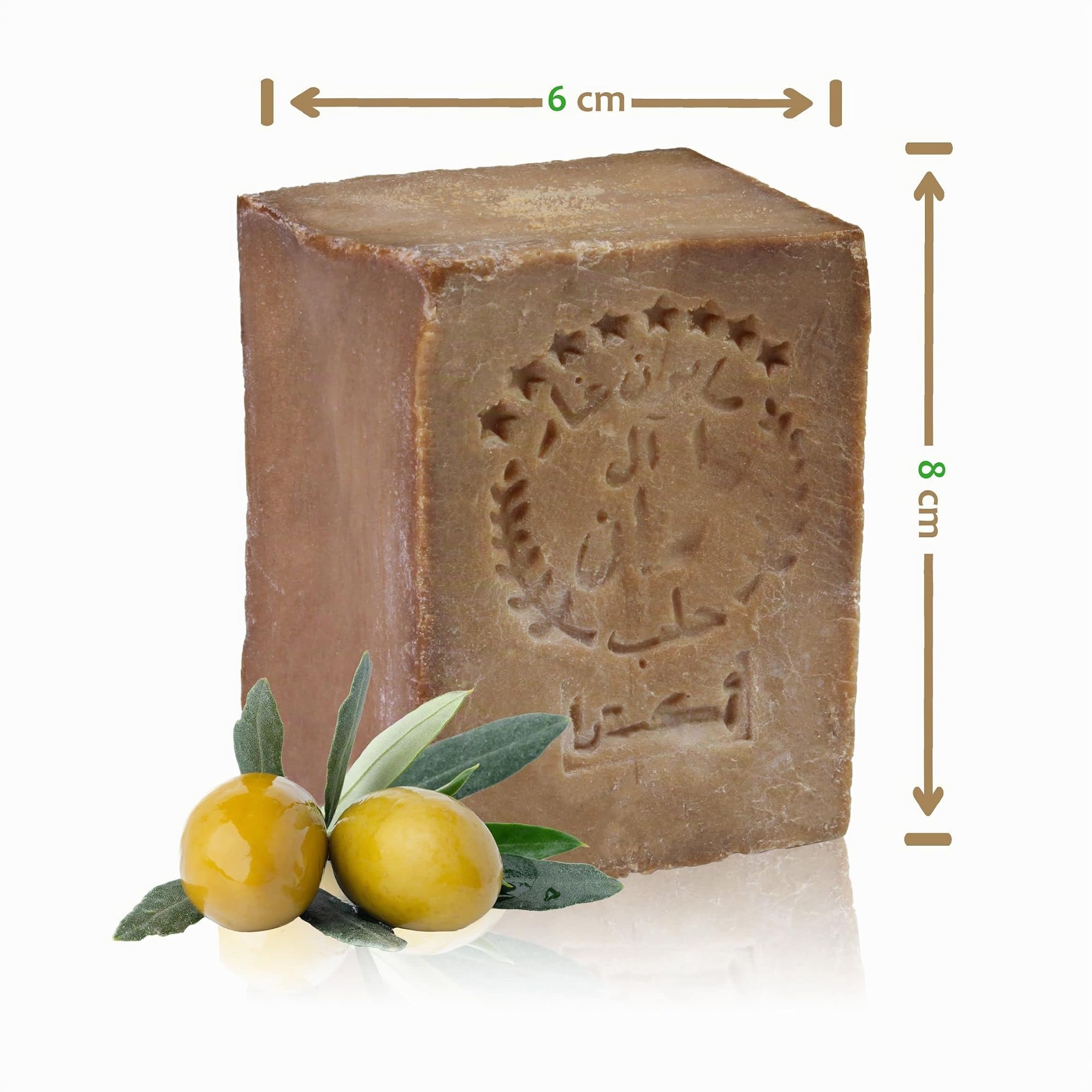 TUMELO Savon d'Alep Original 4 x 200g (800g) 95% d'huile d'olive 5% d'huile de baies de laurier + Sac de Salvon - Savon naturel - Savon solide pour les cheveux/Savon de douche