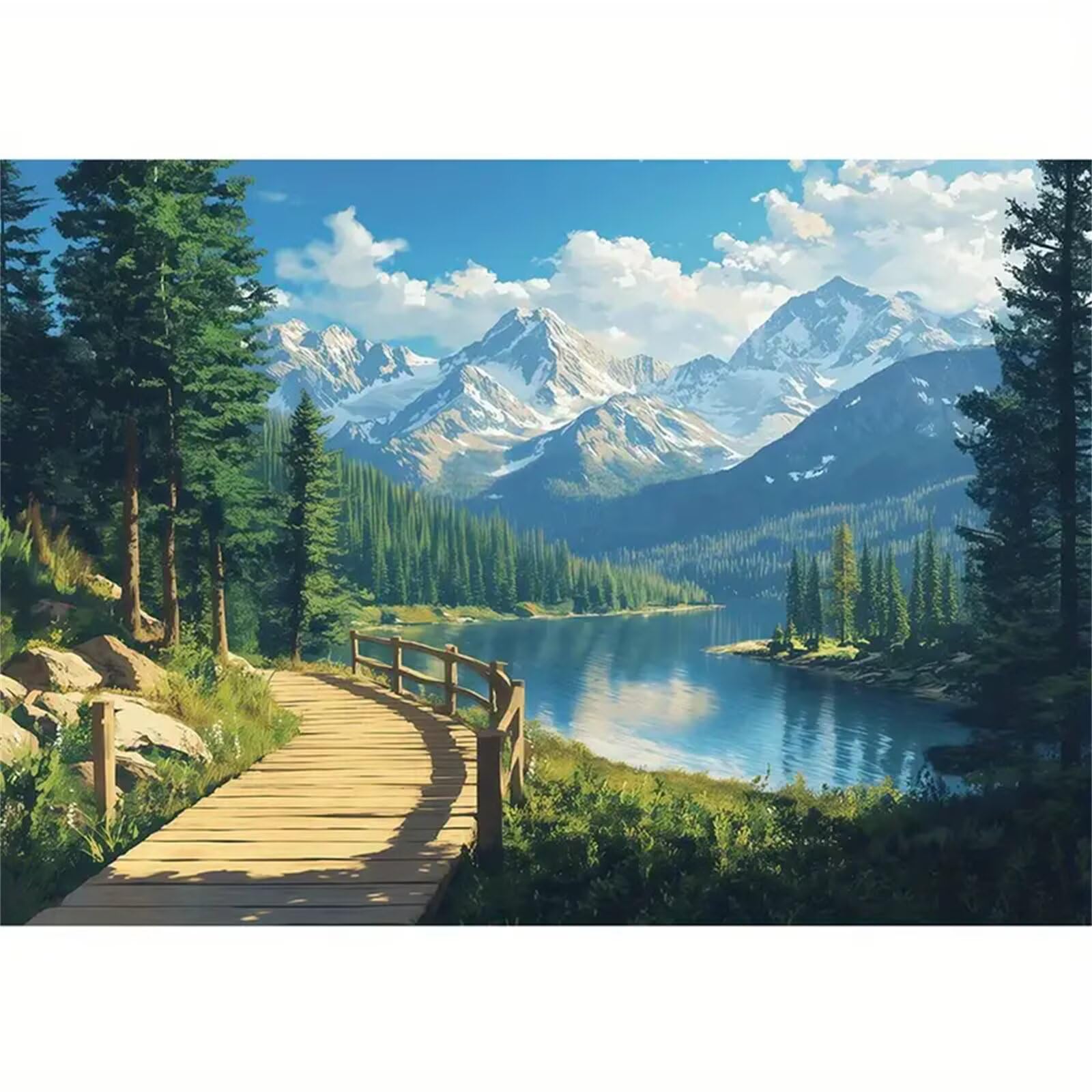 Paisaje Montañas Carretera Pintar por Numeros con marco DIY Cuadro Con Números Kit de Pintura al óLeo Digital para Adultos de Lienzo Paint by numbers Kits Manualidades para Hogar Decoración 60x75 cm