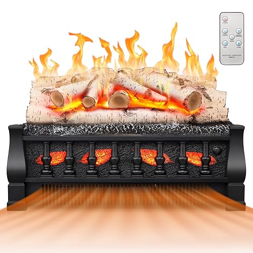 Electric Fireplace Insert Log Heater 21 Inches, 5 Flame Brightness,