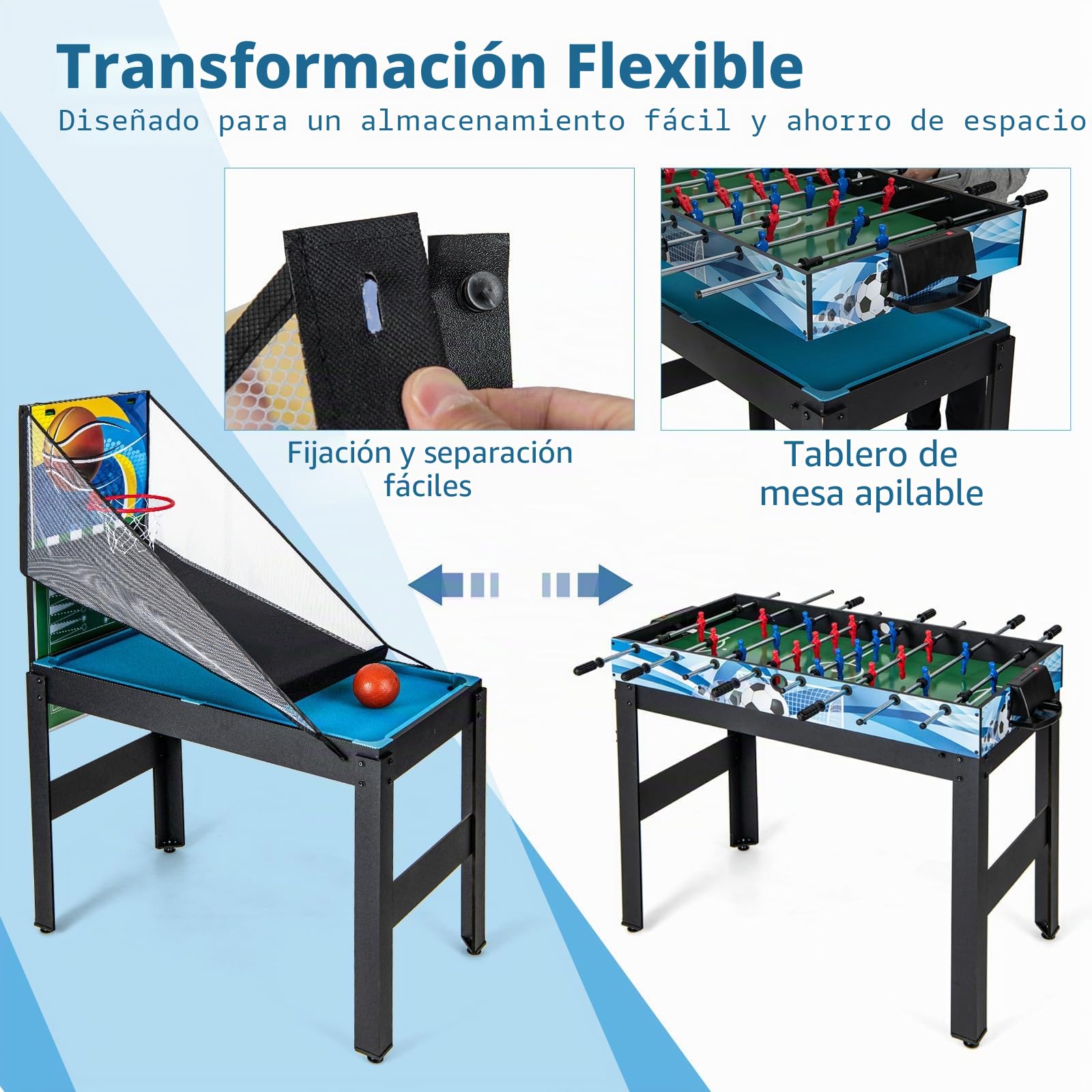 GOPLUS Mesa Multijuegos Convertible 14 en 1 con Futbolín, Mesa Multifuncional con Billar, Air Hockey, Ping Pong, Baloncesto, Shuffleboard, Ajedrez, Juegos Combinada para Fiesta Bar Hogar