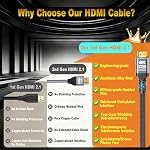 10K 8K HDMI Cable 2.1, 1.5FT 3.3FT 5FT 6.6FT 10FT 13FT 16FT 20FT 25FT, 48Gbps Gold-Plated Ultra High Speed Military Grade Nylon Braided HDMI Cord 8K@60Hz /4K@120Hz, HDCP 2.2&2.3(0.5M 1.5FT)