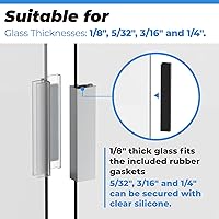 Vista 4 de Imán para Puerta de Ducha - Canal en U para Marco de Puerta con Golpeador de Metal y Imán para Puertas de Ducha de Cristal Giratorias de 1/8" 5/32