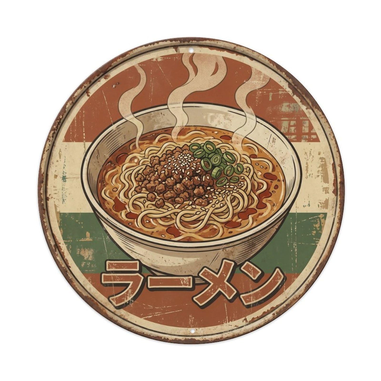 Cxhjca 8X8inch(20X20cm) Ramen Japanese Noodle Bar Vintage Americana Cuisine Metal Tin Sign