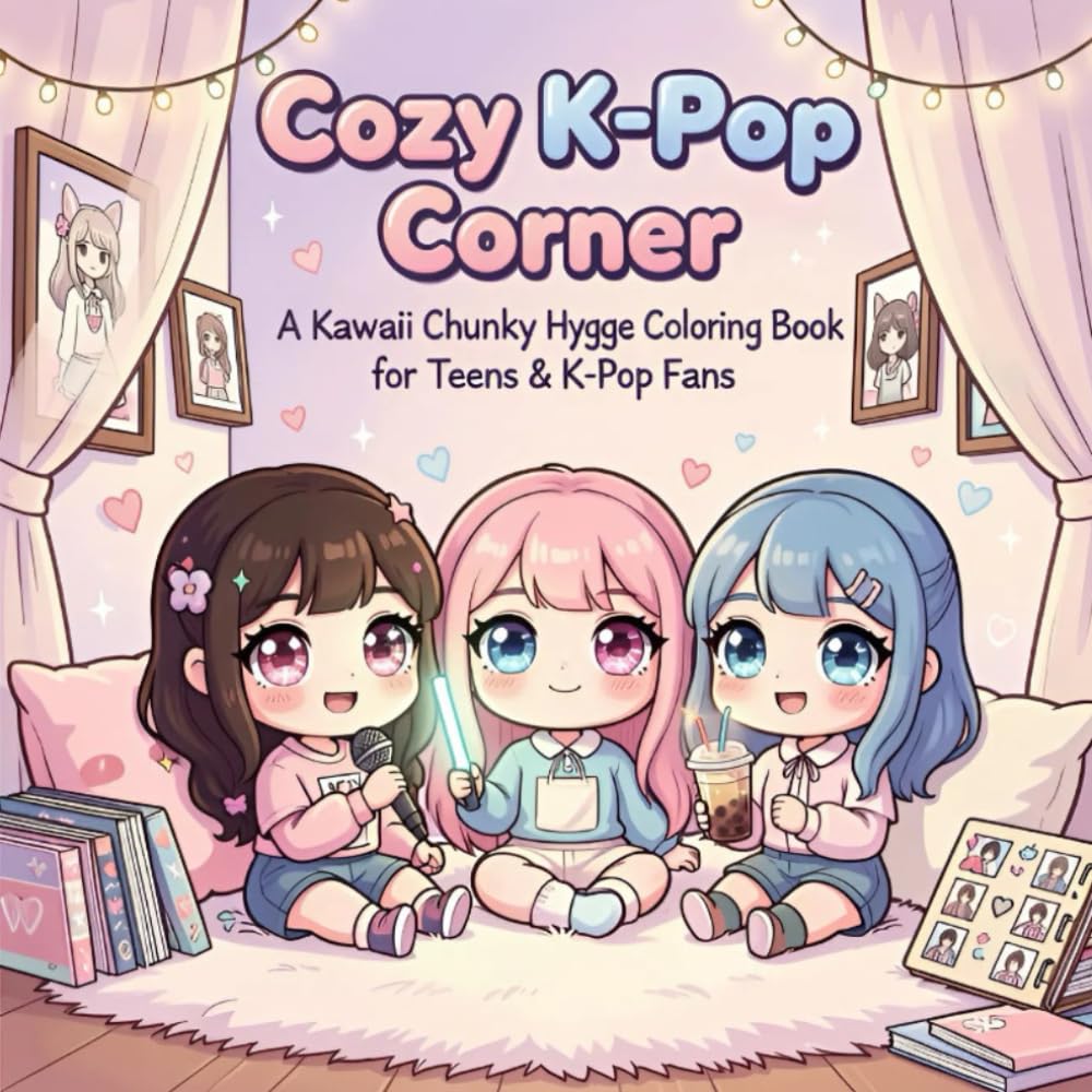 Cozy K-Pop Corner: A Kawaii Chunky Hygge Coloring Book for Teens & K-Pop Fans