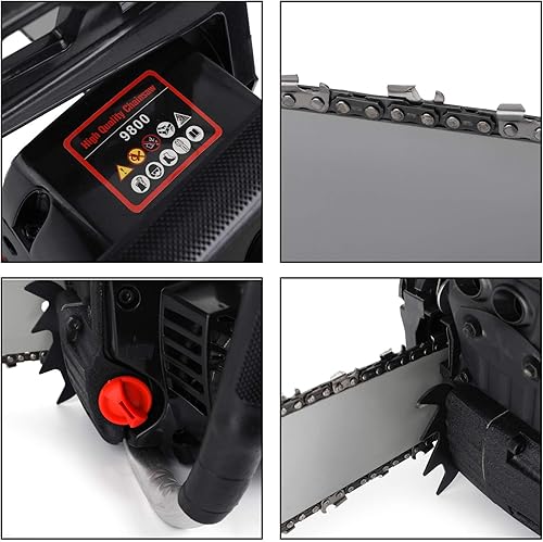 Miniatura 6 de Topteng Motosierra de gas de 20 pulgadas, motor de barra de 62 cc, motosierra de gasolina de 2 ciclos, corte de sierra de gas de madera, sierra de