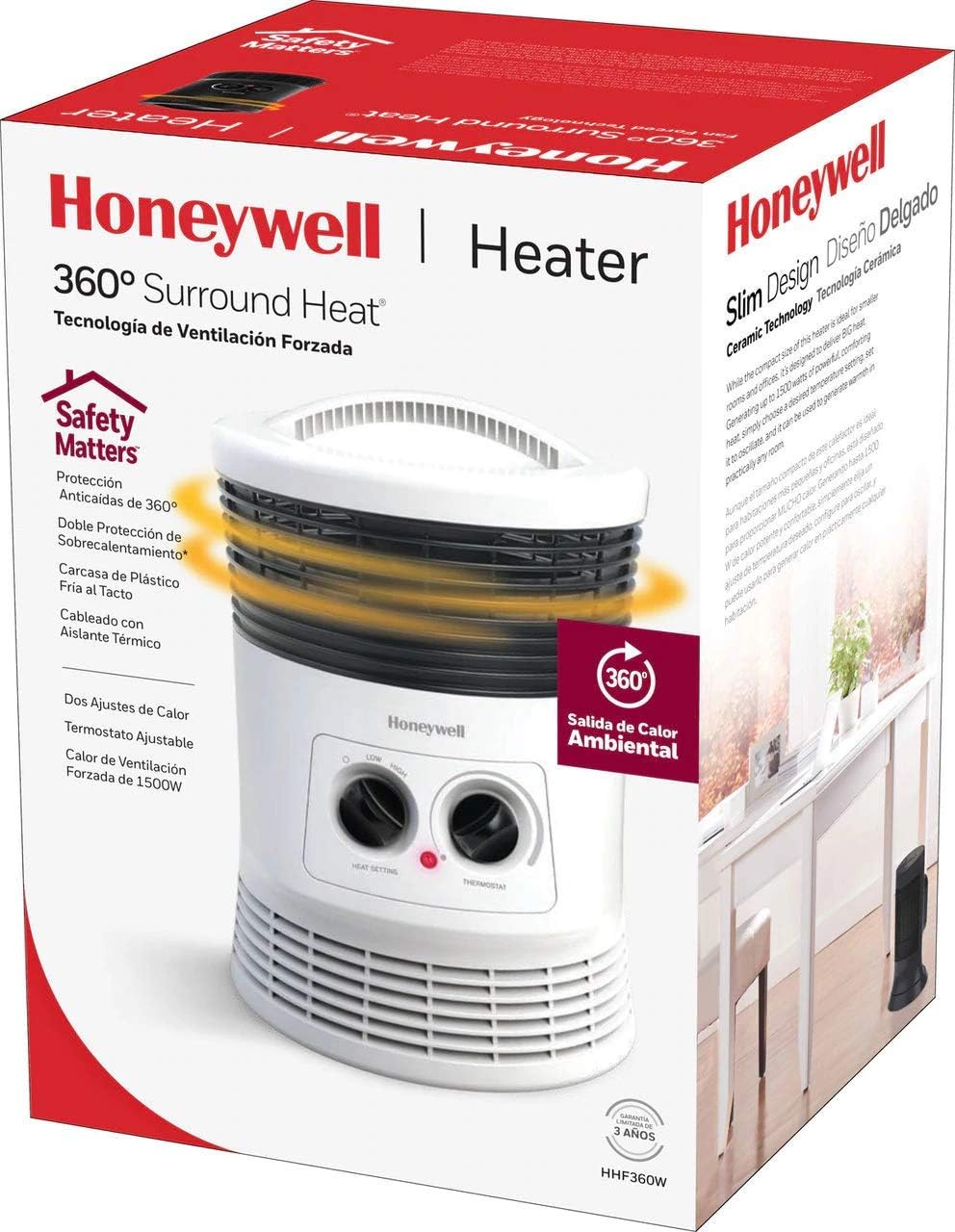Honeywell 360 Surround Fan Forced Heater for Medium Room with Manual Controls, White