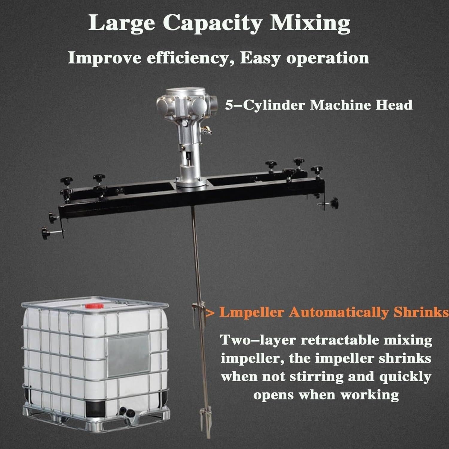 Power Mixers，Pneumatic Paint Mixer Air Agitator for Tank, Paint Mixer Air Agitator Paint Mix Tool, Pneumatic Paint Mixer Tank Barrel Air Mixer, Stainless Steel Clip Paint Air Agitator