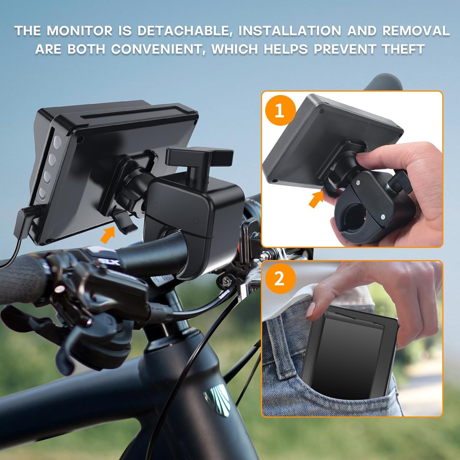 PARKVISION Bicycle Rear View Camera with Sunshade, 4.3'' HD 1080P Monitor with Auto Dim, 8000mah Rechargeable Battery, 3Mins Installation Bike Camera for Mountain, Ebike,Road Bike