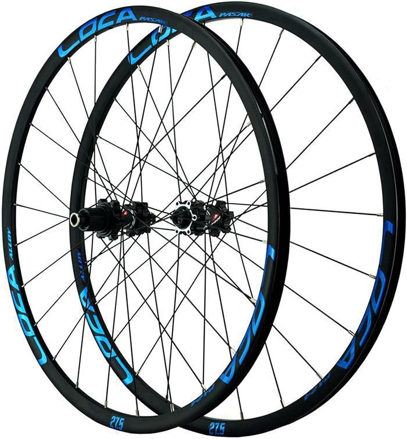 Roues VTT 29 pouces ELzEy axe complet bleu pour cassette 7 à 12 vitesses