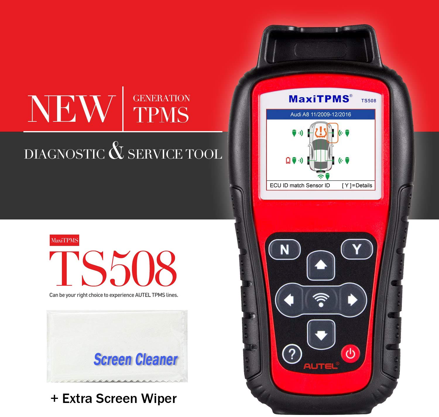 Autel MaxiTPMS TS508 with Free Screen Wiper Relearn Tool TPMS Programming TPMS Reset Sensor Activati