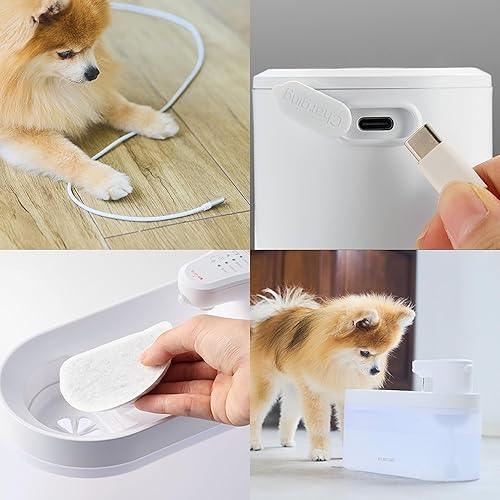 Miniatura 3 de ELECOM Fuente de agua automática silenciosa inalámbrica para mascotas, capacidad de 2.5 litros, sensor de movimiento y modo temporizador, batería