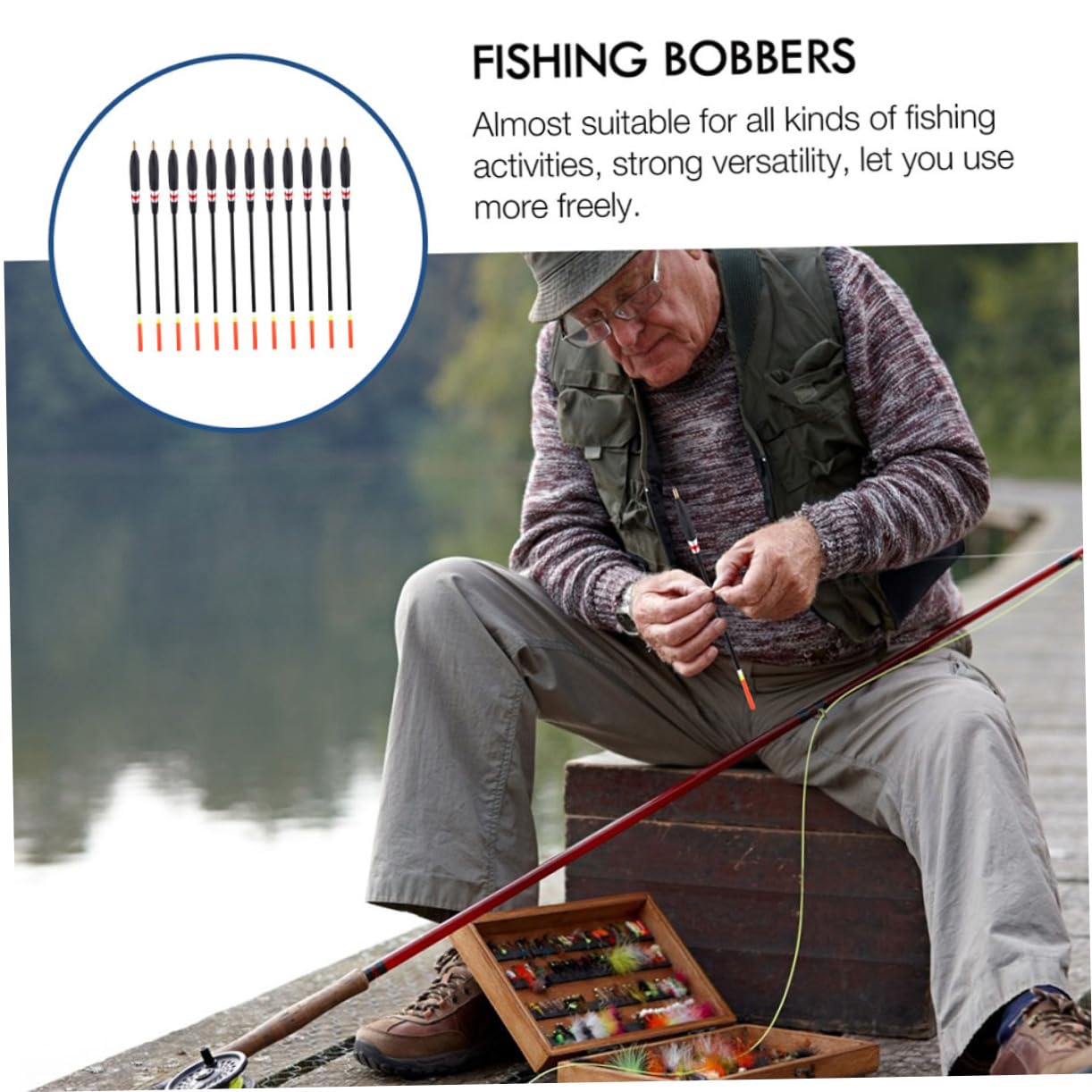 BESPORTBLE 12 Pièces Flotteurs de Pêche en Bois pour Carpe Design Unique, Adaptés la Pêche Marine et Lacustre, Flottabilité Élevée et Longue Portée