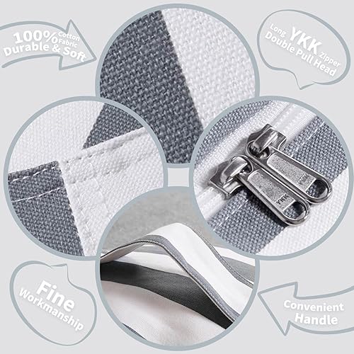 Miniatura 87 de WEKAPO - Puf con cremallera para guardar juguetes de peluche, hecho de lona de algodón de alta calidad, extragrande de 38 pulgadas, ideal para los