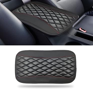 Car Center Console Cushion Pad, Accessories Interior Protection Universal Leather Waterproof and Anti-scratch Armrest Seat Box Cover Profector for Most Car,SUV, Vehicle Black
