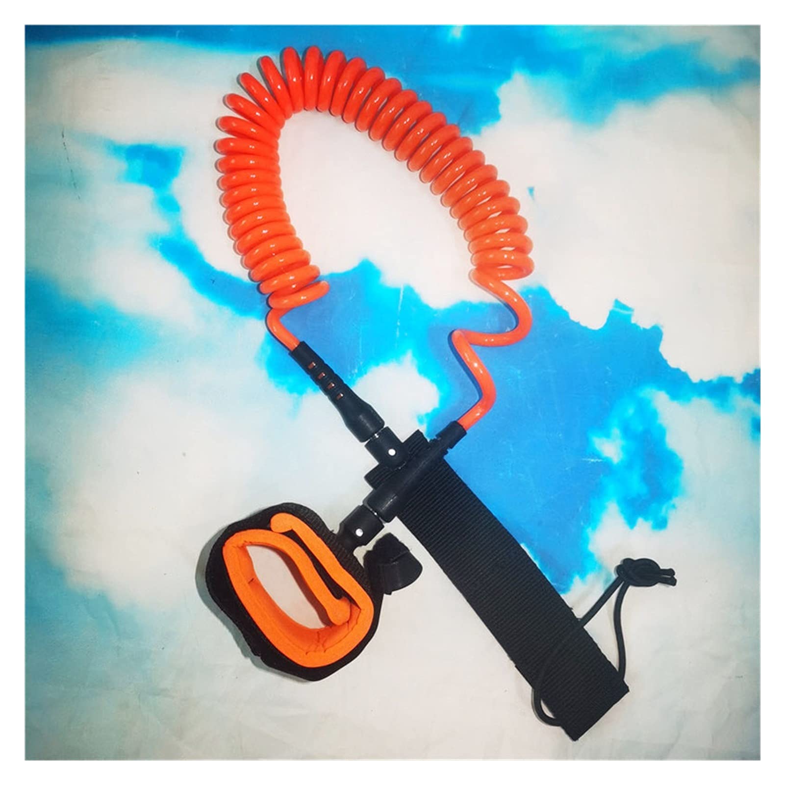 Surf Leine 10 Fuß 7mm Surfbrett-Leine Anti-Lost-TPU-Doppel-Schwimmeln gerade sicheres Seil Wassersport Surfbrett-Leine mit Haken-Schleife-Schließung SUP Leash. (Color : Orange)