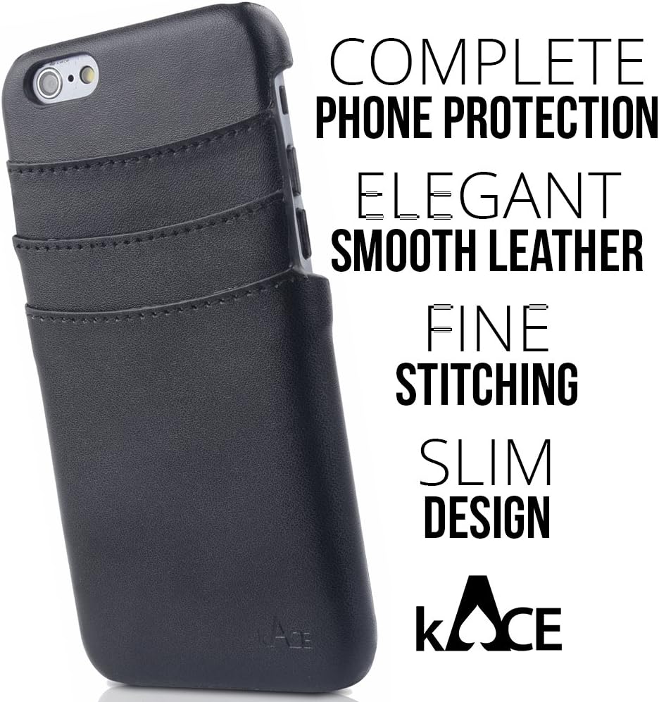 Iphone 6 / 6s Leather Black Wallet Card Holder Case By Kace