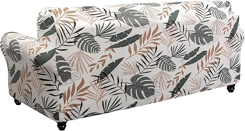 Miniatura 9 de SearchI - Funda de sofá elástica con estampado floral, 4 piezas, incluye 3 fundas de cojín independientes, protector lavable para muebles de sala de
