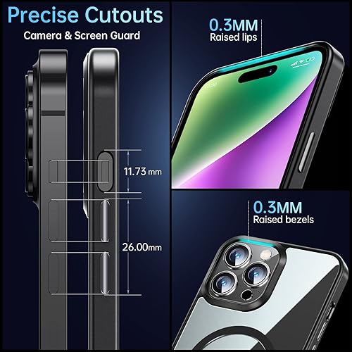 Miniatura 7 de Funda magnética delgada transparente para iPhone 14 Pro no amarillea Protección de grado militar Imanes fuertes número 1 JUESHITUO compatible con