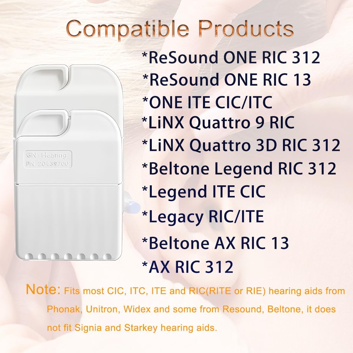 GN Hearing Original Wax Guards PN 20439700 for Resound, Phonak,Unitron, Resound, Beltone, Widex Hearing Aids with Cleaning Brush & Wax Storage Case (5packs,40filters)