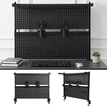 Desk Pegboard,40 X 34 Inch Desk Pegboard System Monitor Stands Computer Accessories Clamp On Desk Organizer for Office Gaming Desk Workbench