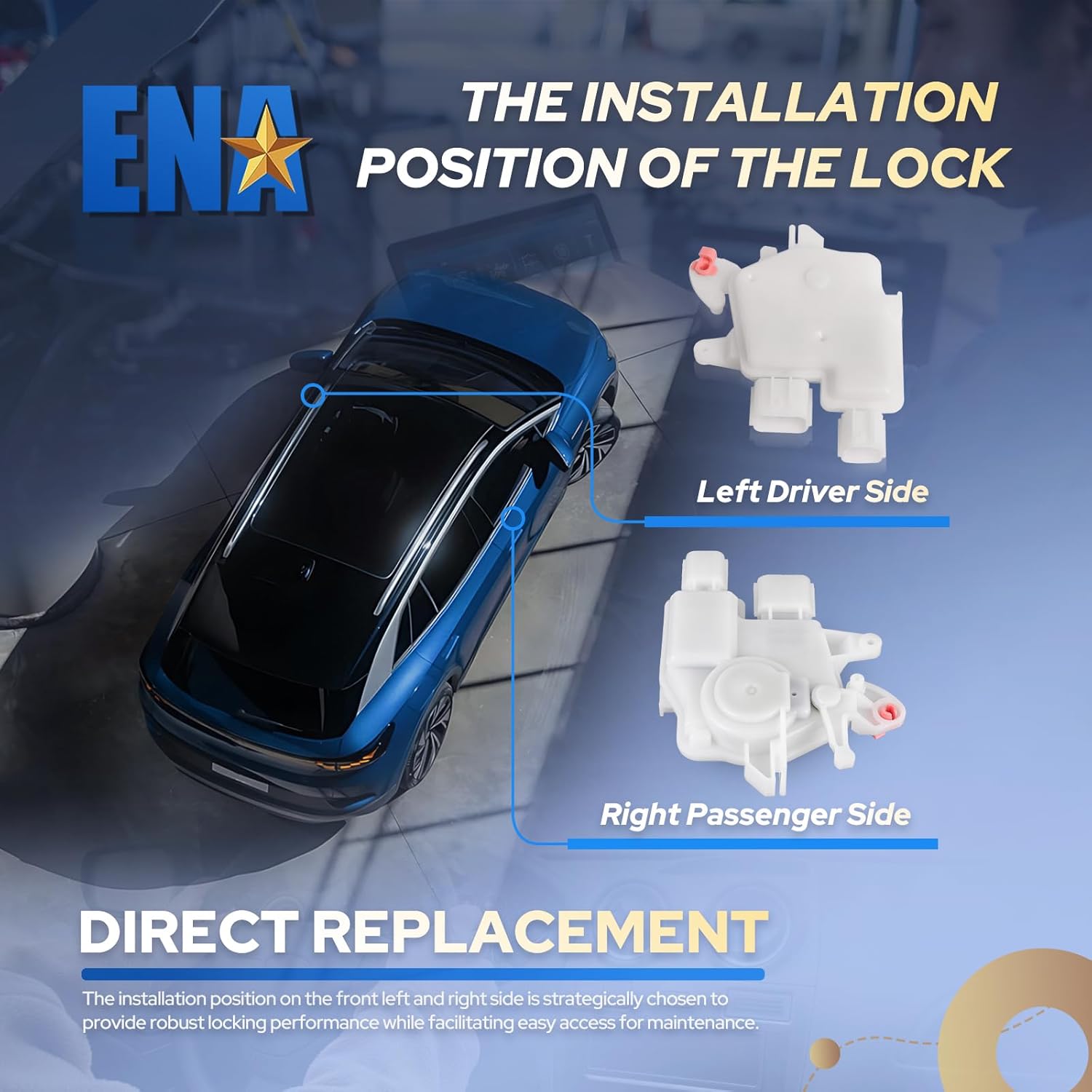ENA Left & Right Side Door Latch Lock Actuator Compatible with Acura TL 2004-2008 3.2L 3.5L, Honda Accord 2003-2007 2.4L 3.0L, Ridgeline 2006-2014 3.5L for 72115-SDA-A01 72155-SDA-A01 746-366 746-367