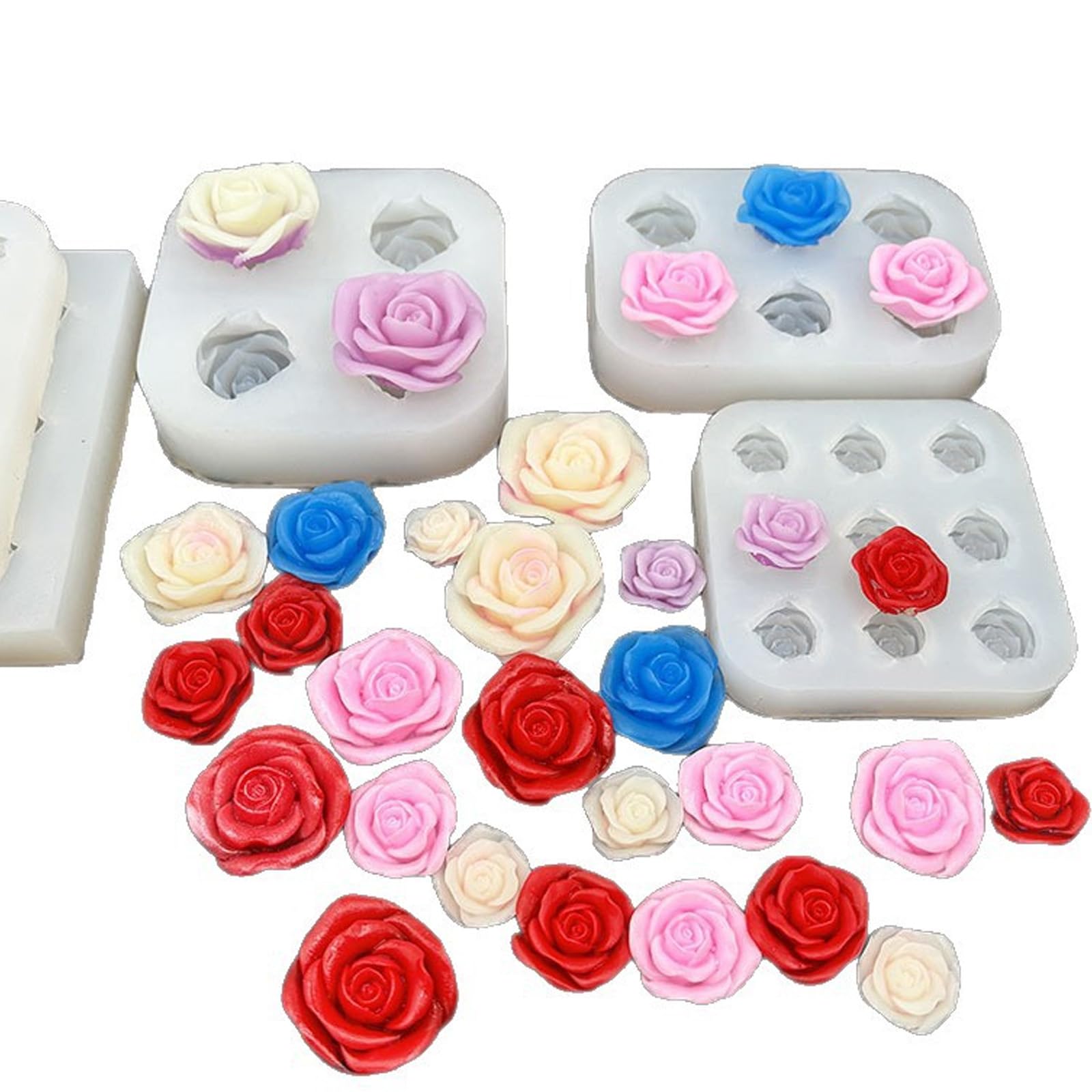Stampo in silicone per rose per uso alimentare per sapone cioccolato, creazione candele, artigianato, strumento decorazione riutilizzabile, stampo per fiori in silicone, per la produzione