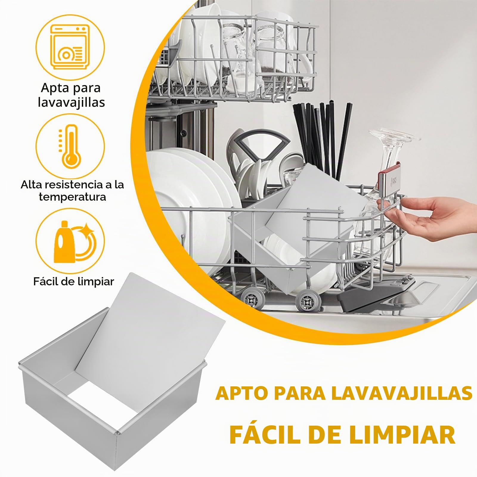 Molde cuadrado con revestimiento antiadherente de aluminio anodizado, base extraíble, molde para tartas, brownies y cazuelas, ideal para el hogar, panaderías y pastelerías