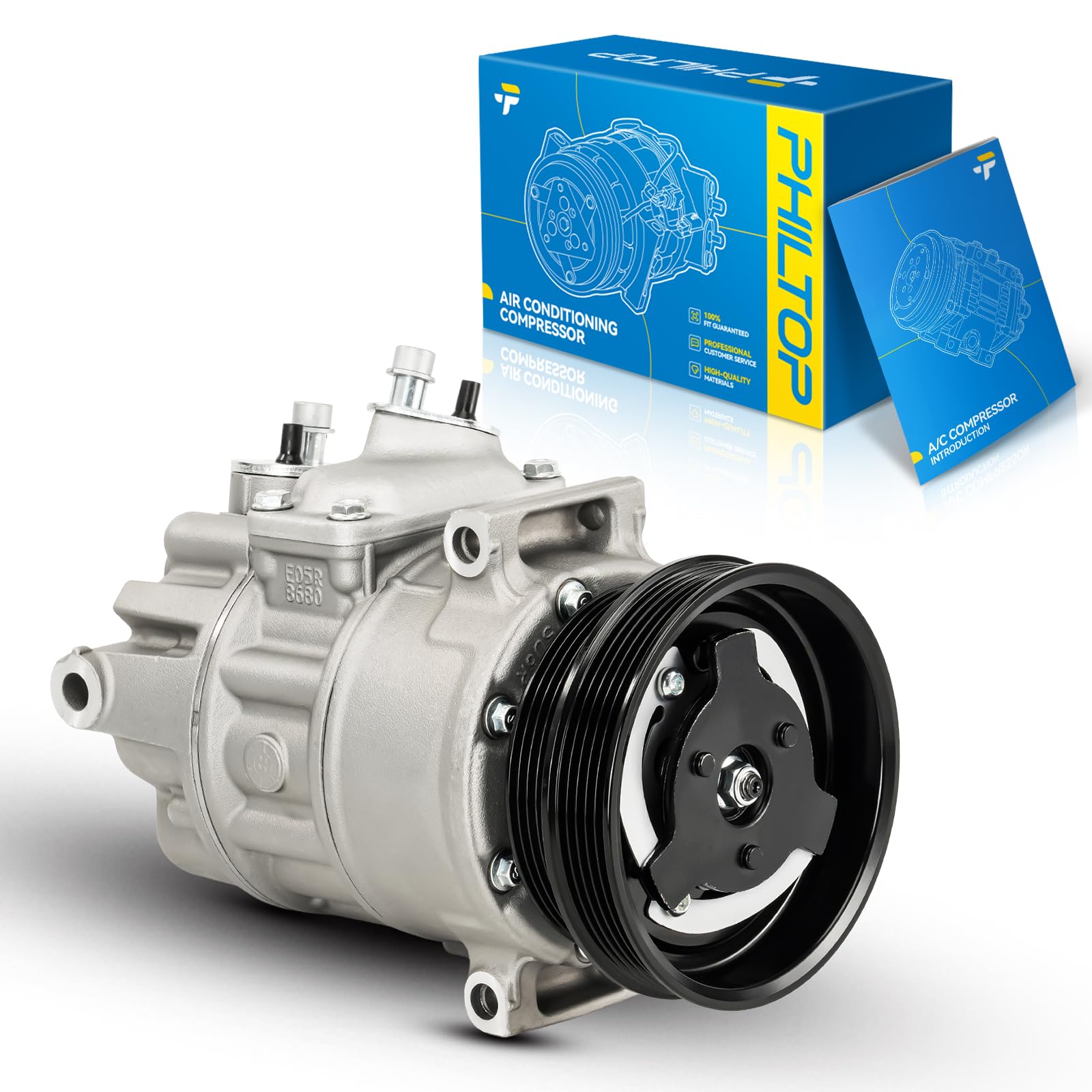 PHILTOP 198567 471-7058 Air Conditioning AC Compressor for Jetta 2005-2014, Passat/Beetle 2012-2014, Beetle 2006-2010, Golf 2010-2014, Rabbit 2006-
