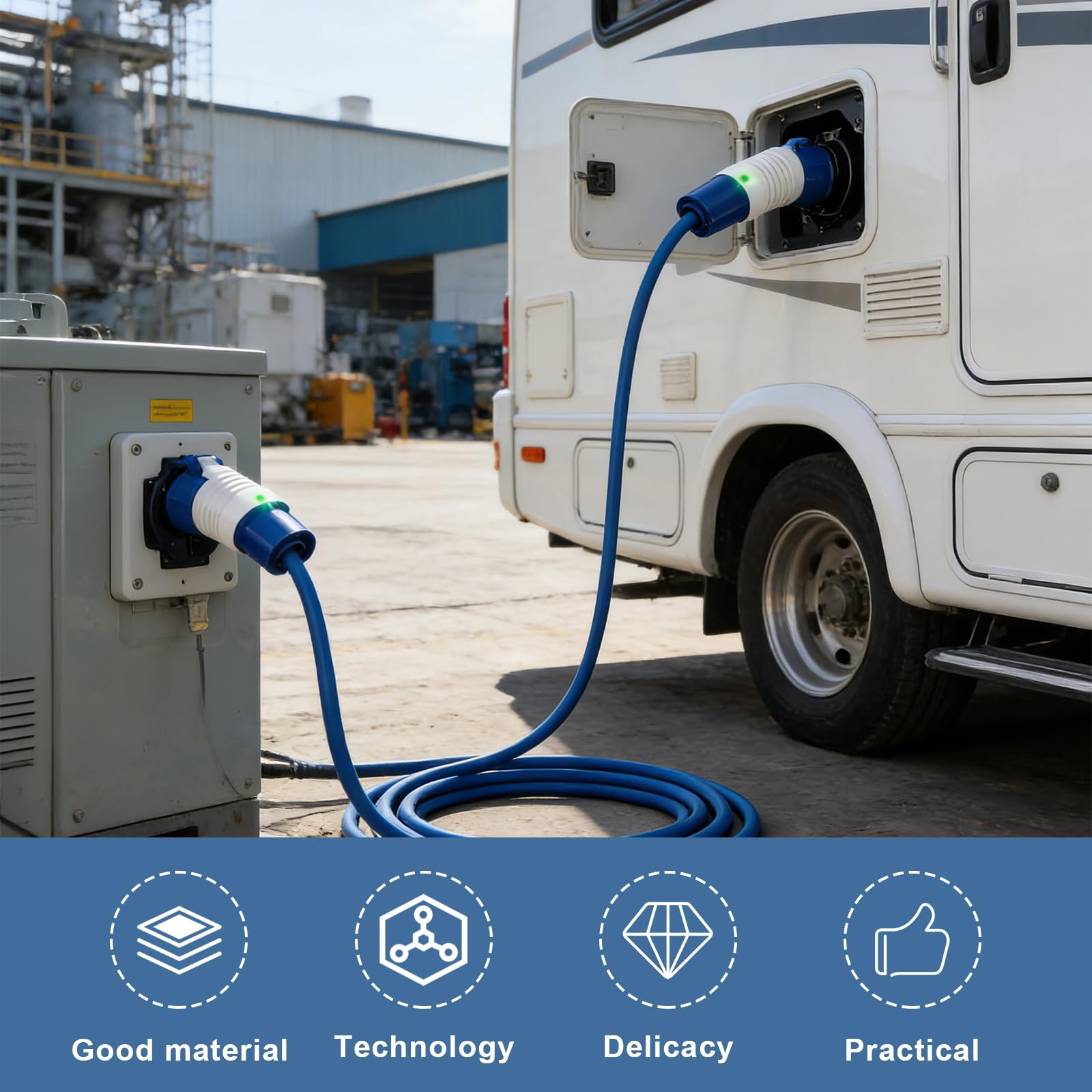 Rallonge CEE,10M 230V 16A CEE Rallonge Electrique,Rallonge Camping Car,Câble Rallonge Caravane CEE pour Camping Et Activités De Plein Air,IP44,Chantiers,Industrie, Espaces xEtérieurs,Bleu
