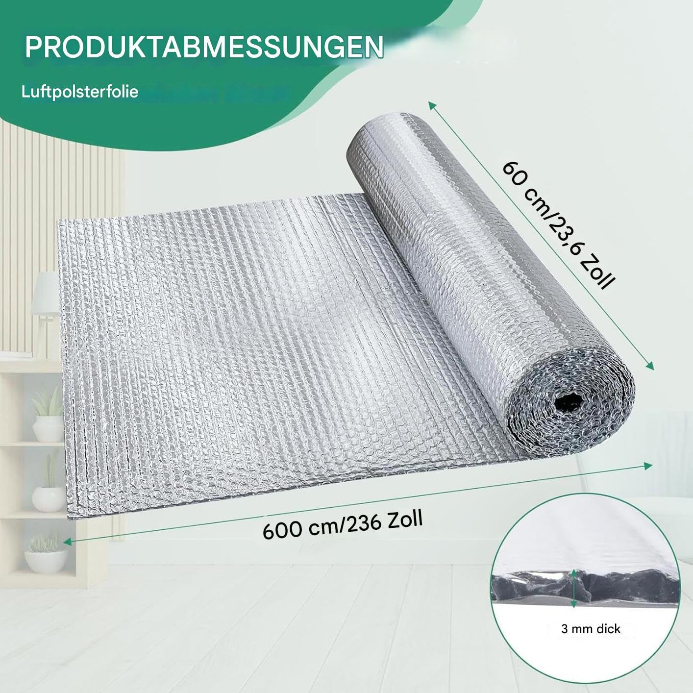Film isolant en forme de rouleau - Film isolant thermique à bulles résistant aux intempéries pour l'isolation - Film à picots pour l'isolation en forme de rouleau - Pour une utilisation dans les