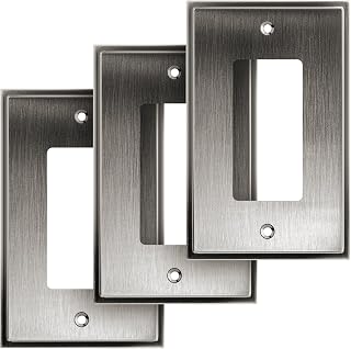 Henne Bery Soft Modern Decorative Wall Plate Switch Plate Outlet Cover (Single Decorator 3PK, Heirloom Silver)