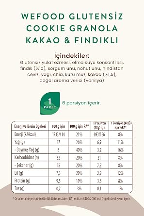 Wefood Glutensiz Granola Kakao & Fındıklı 250 gr