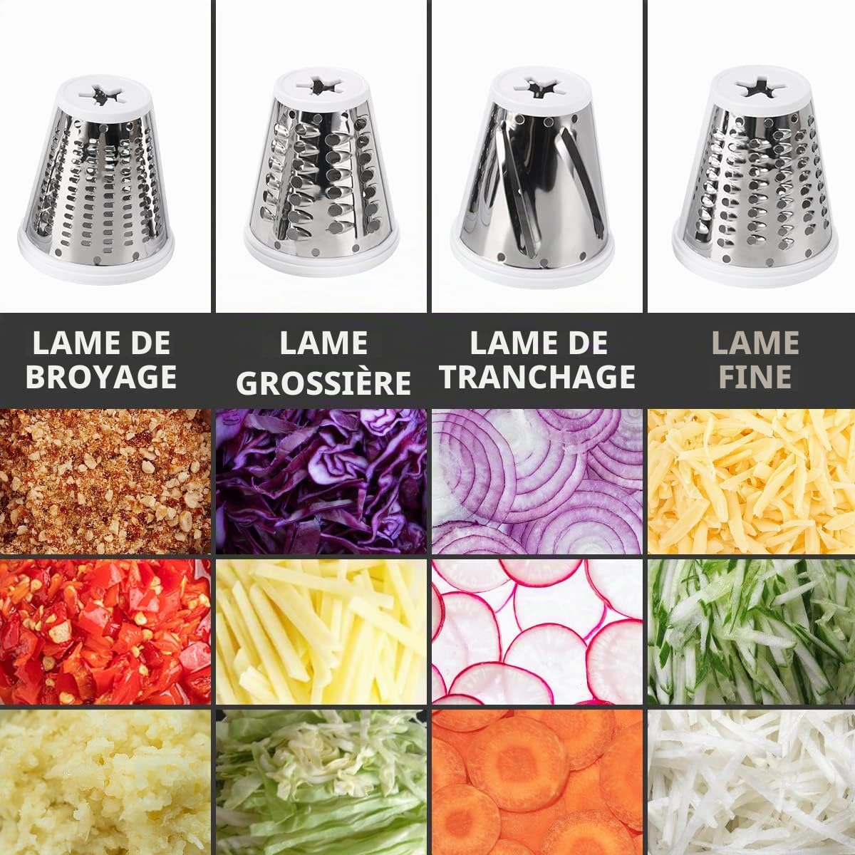 Accessoire de Trancheuse de légumes pour KitchenAid Robot Pâtissier, accessoires pour hachoir, râpe à fromage, coupe-tout, coupe-fruits, Vegetable Slicer，Ajout pour saladier