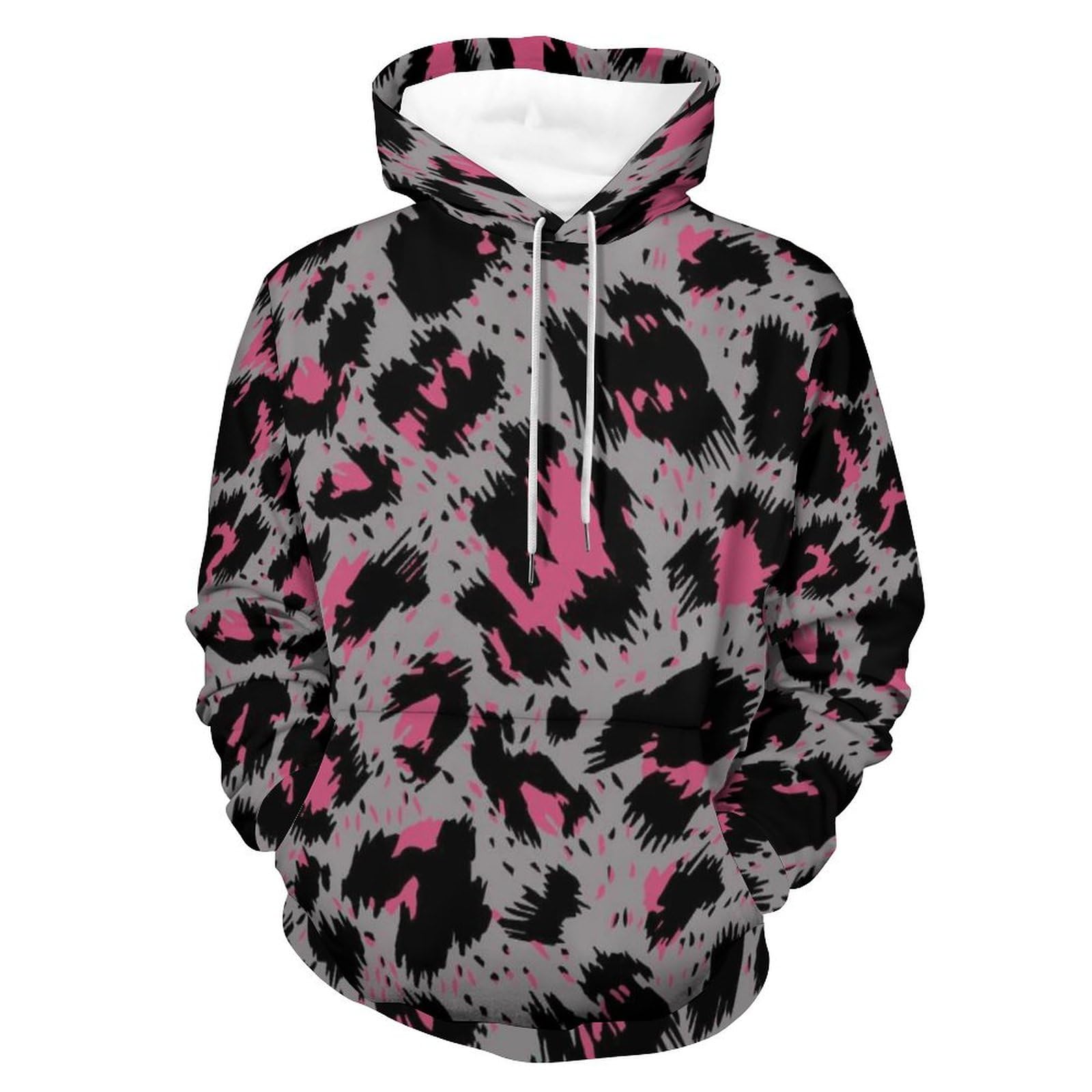 Pull léopard rose UMENG un sweat à capuche aux finitions soignées pour tous - 8