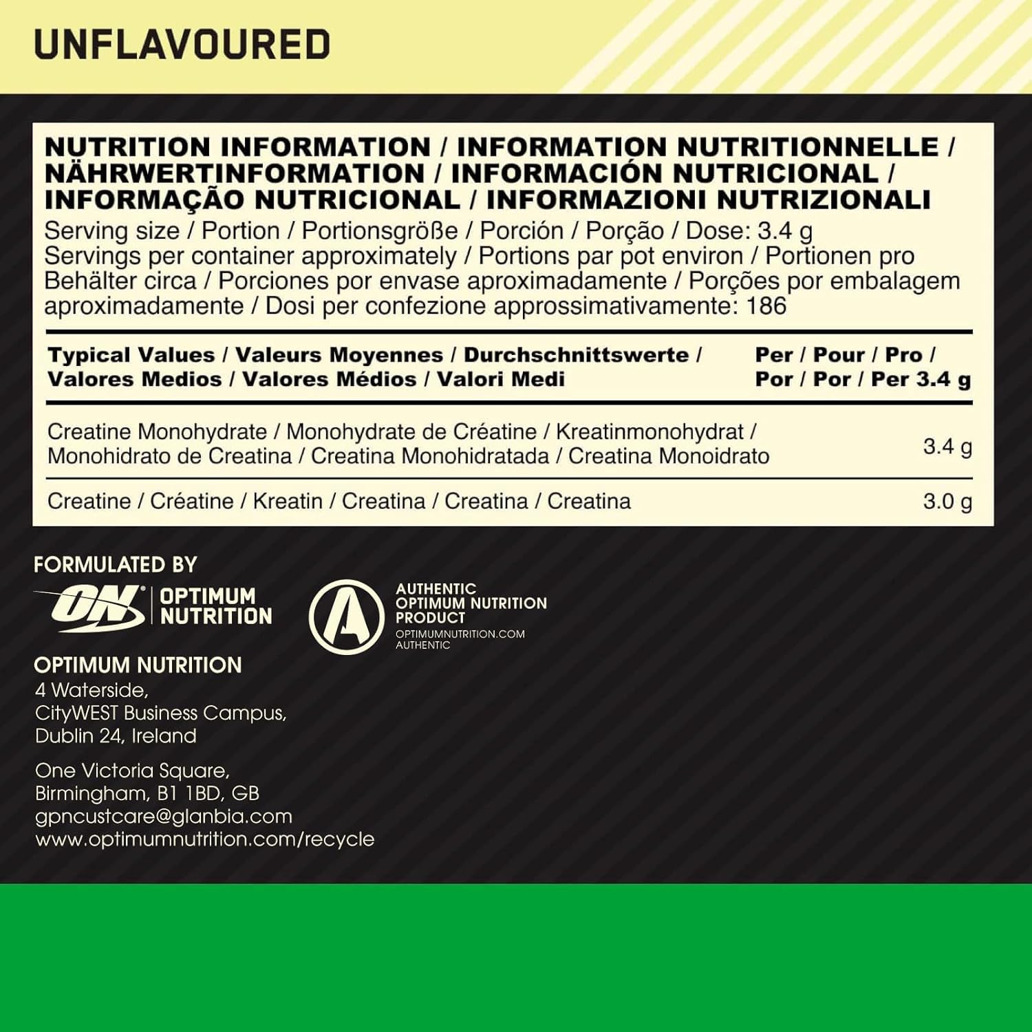 Optimum Nutrition 2x Micronised Creatine Creatina Monoidrato in Polvere da 634g 186 Porzioni Non Aromatizzato 100% Creatina Pura + SHAKER IN ACCIAIO