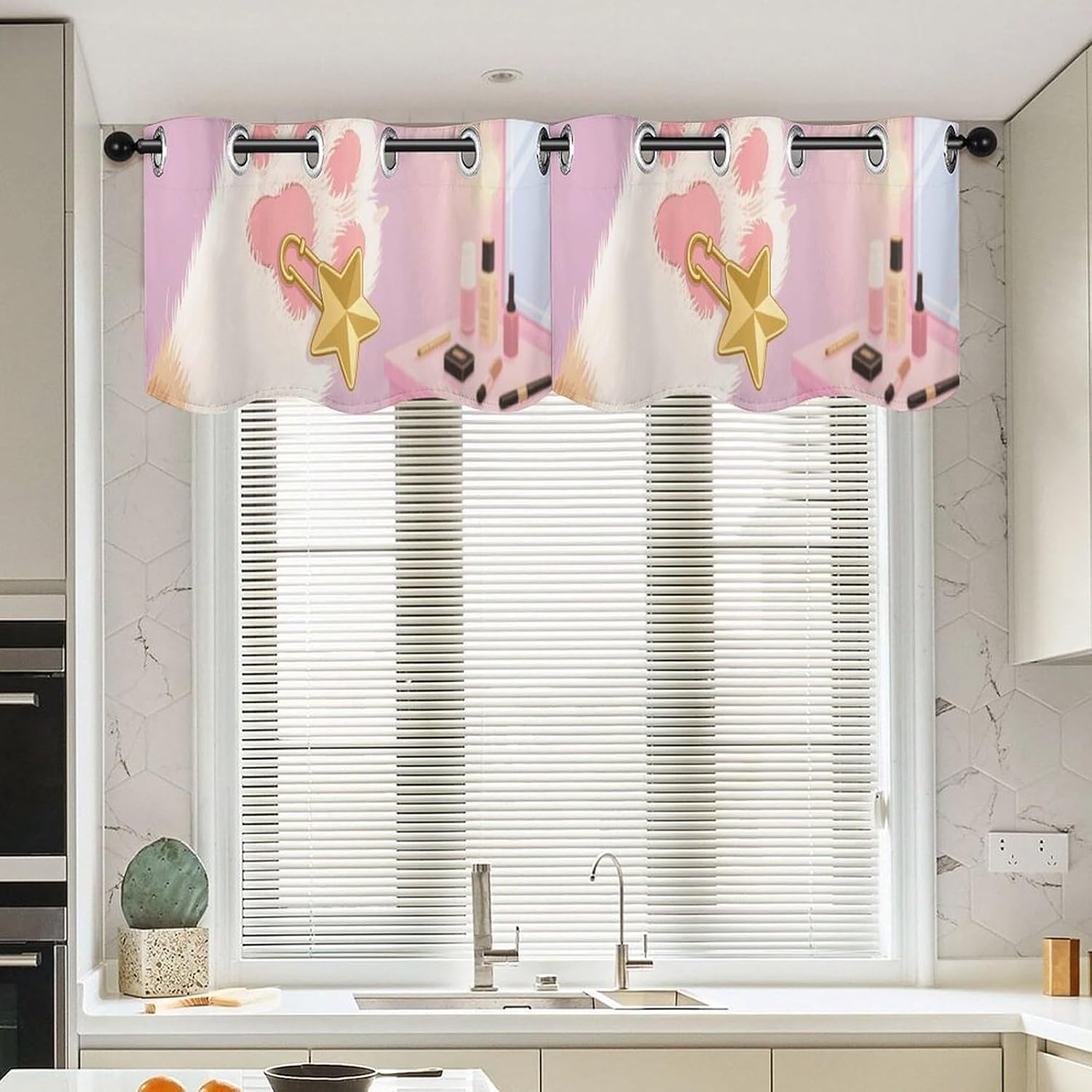 Cat's Paw Holds A Pin Valance for Windows, 2 Pack Kitchen Curtains Modern Home Decor, Soft Blackout Window Curtains for Living Room & Bedroom, 18 X 52 Inch