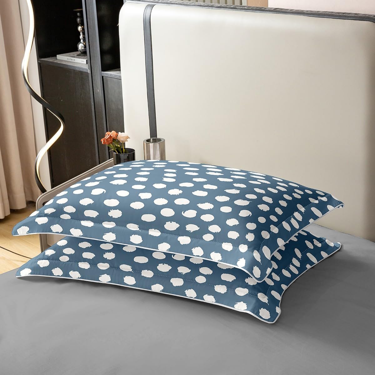 Erosebridal Brush Stroke 100% Cotton Bedding Set Full Size Bohemian Bedclothes for Kids Teens Adults Polka Dots Farmhouse Blue Comforter Cover Soft Comfy Duvet Cover