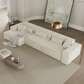 128.35" Power Modern Sofa Bed Oversized Large Sleeper Sectional Sofa Bed Convertible Couch Bed for Living Room Electric Pull Out with Deep Seat Comfy Velvet Beige Sofa