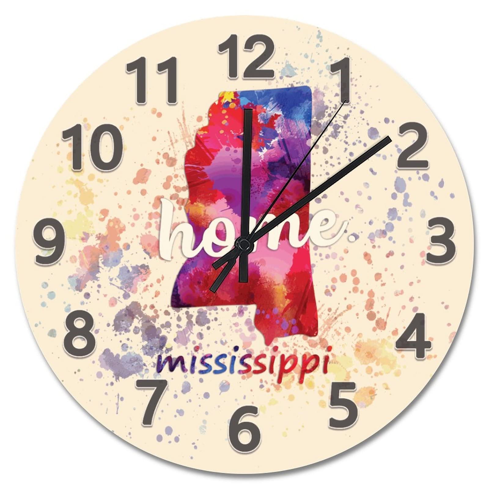 Horloge murale cuisine et salon style moderne motif aquarelle en bois colore