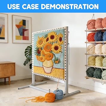 54 Rug Tufting Frame for Rug Making, Primary Tufting Cloth, Aluminum Metal Tufting Frame, Adjustable Tufting Frame, Fit for Machine Embroidery, Sewing, Craft Enthusiasts and Tapestry Makers