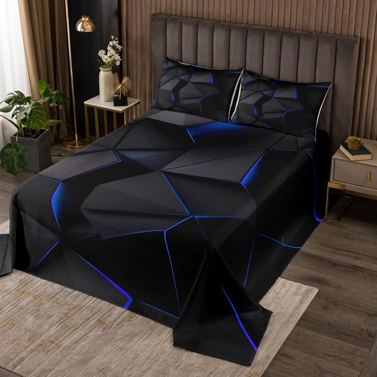 Erosebridal Coverlet Set King Size Stripe Line Bedspread for Minimalists Men Women Abstract Pattern Black Grey Retro Quilted Coverlet Soft Luxury Quilted