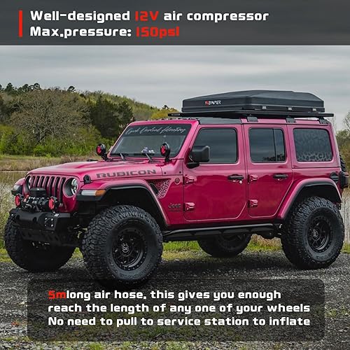 Miniatura 7 de OPENROAD Compresor de aire portátil de 12 V, resistente, inflador de neumáticos de camión de 5.65 CFM, kit de compresor de aire todoterreno para