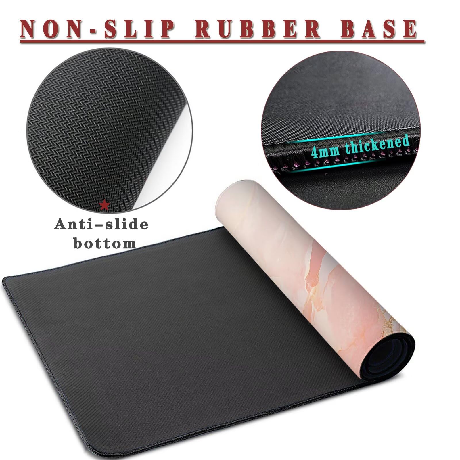 Tappetino per Mouse da Gaming, Tappetino Mouse Pad XXL Grande, Mousepad con Impermeabile e Antiscivolo, Lavabile Sottomano Copri Scrivania Ufficio, Tappetini Tappeto Mouse Mat 1000x500x4mm Stone (2)