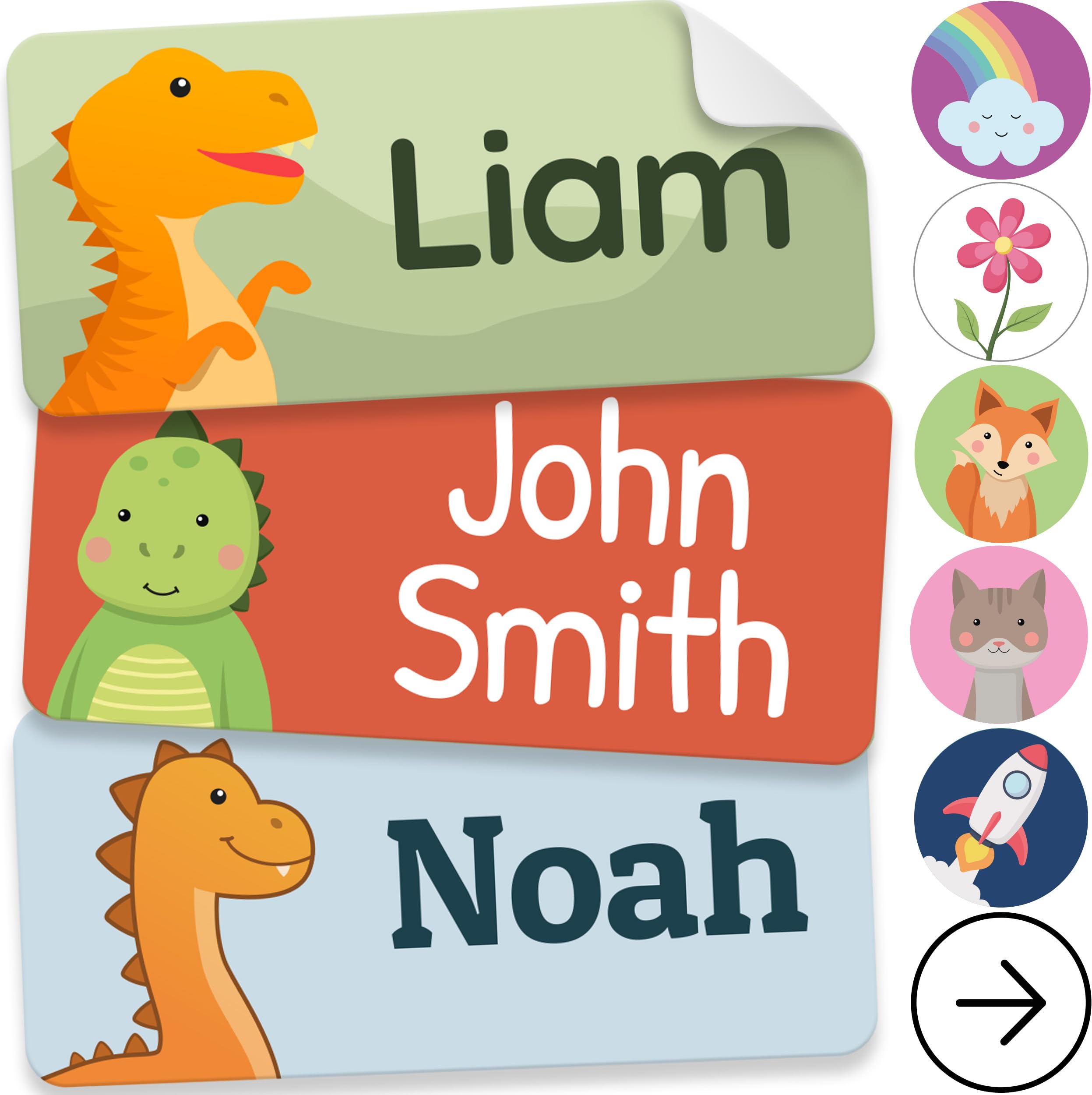 Personalized Name Labels for Kids (70 Labels) - Durable &amp; Waterproof Custom Name Stickers for Clothing Tags, School Supplies, Camp &amp; Daycare - Jurassic (1.2”x0.5”)