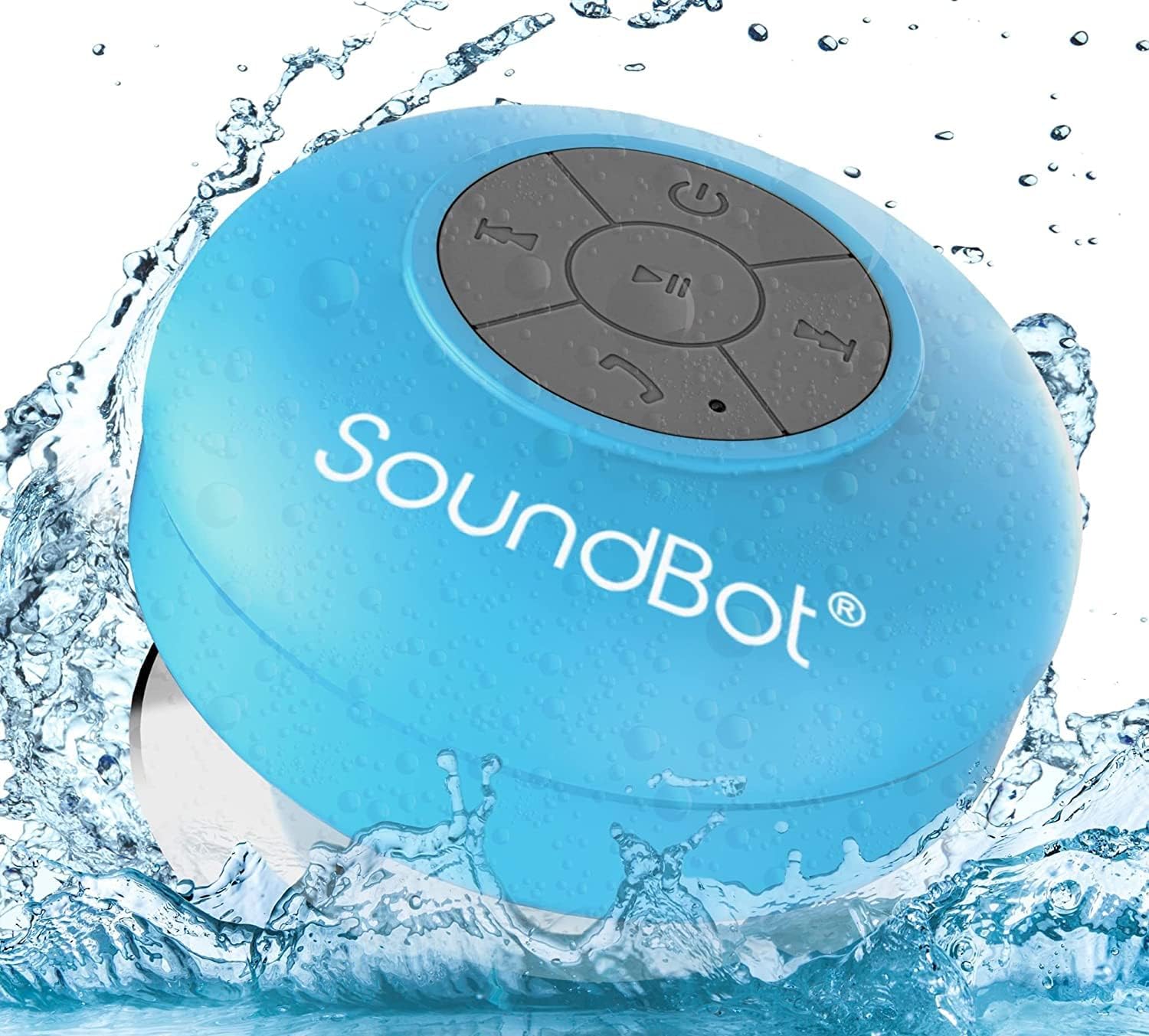 SoundBot? SB510 HD Water Proof Bluetooth 3.0 Speaker Mini Water Resistant Wireless Shower Speaker Handsfree Portable Speakerphone with Built-in Mic 6hrs of playtime Control Buttons and Dedicated Suction Cup for Showers Bathroom Pool Boat Car Beach & Outdo Blue